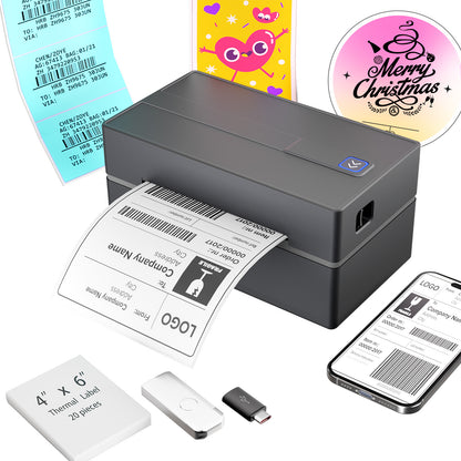 Bluetooth Thermal Shipping Label Printer: 4x6 Wireless Label Maker with Tape for Small Business - Compatible with iPhone, Android, Windows & Mac, Widely Used for USPS UPS Ebay Amazon Shopify Etsy