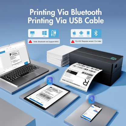 Bluetooth Thermal Shipping Label Printer: 4x6 Wireless Label Maker with Tape for Small Business - Compatible with iPhone, Android, Windows & Mac, Widely Used for USPS UPS Ebay Amazon Shopify Etsy